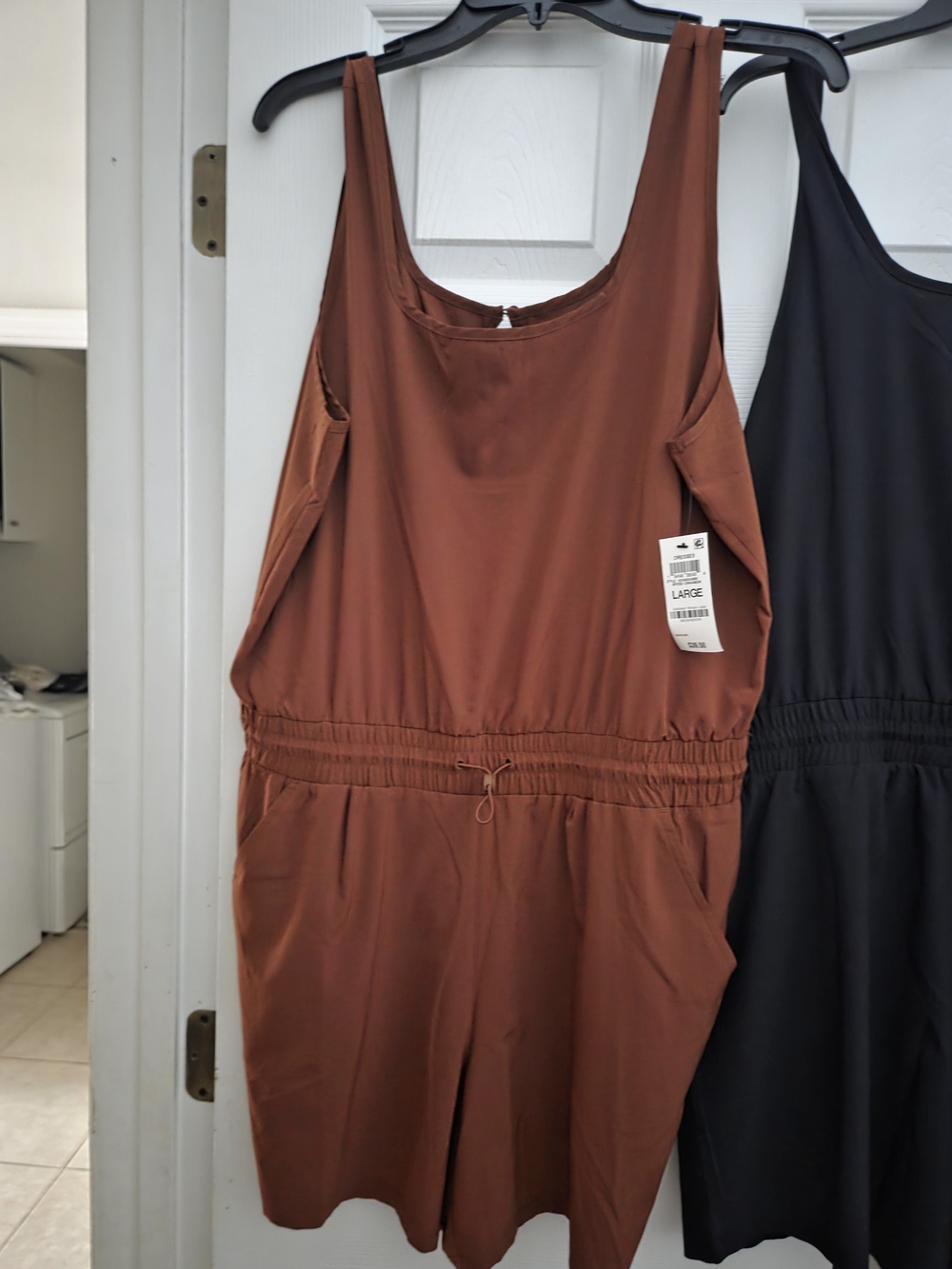 Ideology Rust Brown and Black Sleeveless Romper with Drawstring Waist